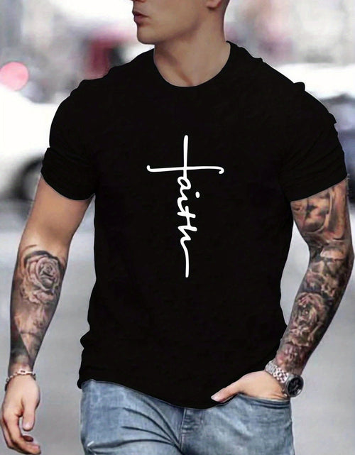 Load image into Gallery viewer, &quot;Faith&quot;, Men&#39;s Casual Slightly Stretch Crew Neck Graphic Tee, Male Clothes For Summer
