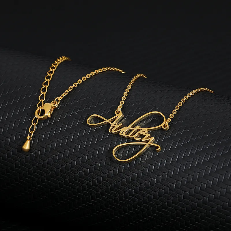 Joias Name Necklaces Custom Name Necklace for Her Fashion Name Jewelery Stainless Steel Necklace Pendant Gold  Necklaces