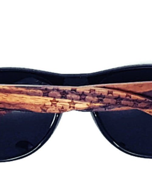 Load image into Gallery viewer, Zebrawood Sunglasses, Stars and Bars With Wooden Case, Polarized,
