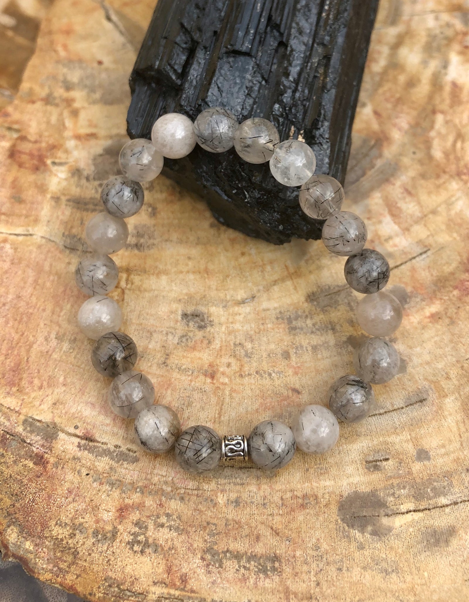 Black Tourmaline Quartz Stretch Bracelet! Natural Crystals & Handmade!