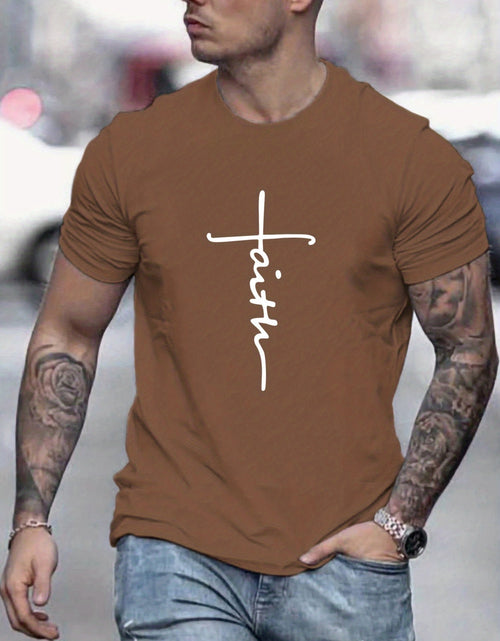 Load image into Gallery viewer, &quot;Faith&quot;, Men&#39;s Casual Slightly Stretch Crew Neck Graphic Tee, Male Clothes For Summer
